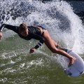 A surfer finds his wave at Surf Ranch.